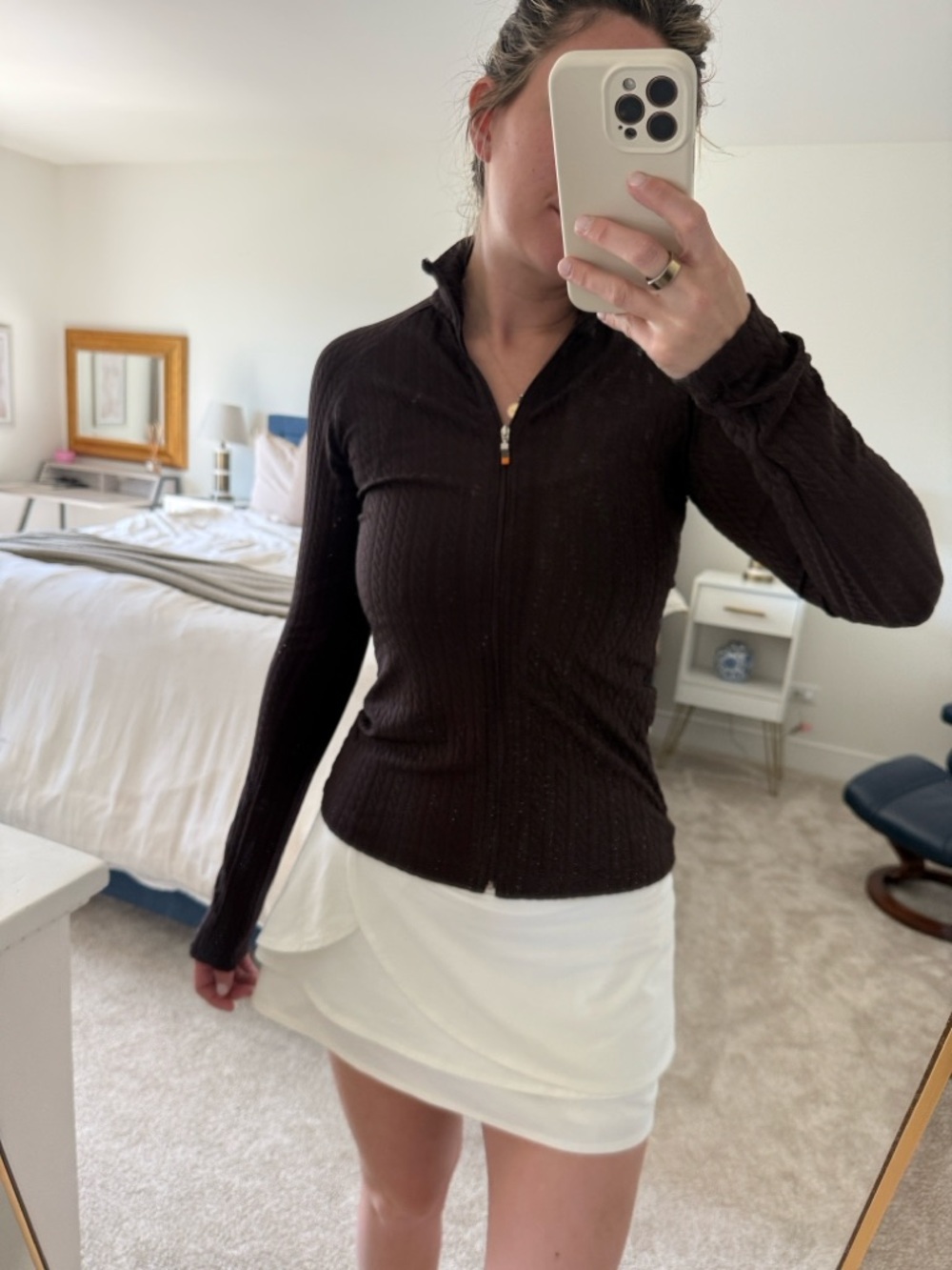 Lucy brown Cableknit athletic zip up jacket size XS!